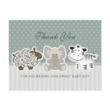 Animais Bebês Chuveiro de Bebê Verde Obrigado