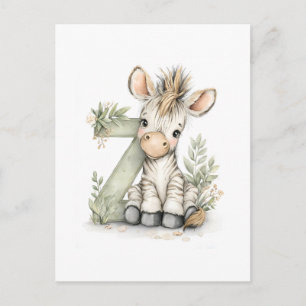 Cartão Postal Animais Bebês Lindos em Aquarela com Letras do Alf