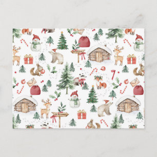 Cartão Postal animais da floresta da Escandinávia no inverno mág