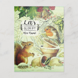 Cartão Postal Animais da Floresta de Natal Vintage Inspirador