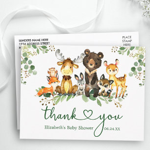 Cartão Postal Animais da Floresta em Aquarela, Coração de Agrade