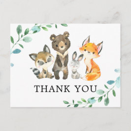 Cartão Postal Animais Da Floresta Florestal Obrigado Cartão-Post