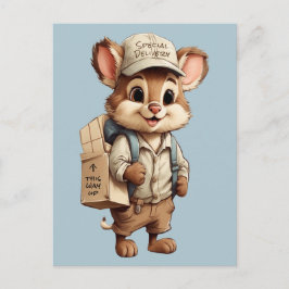 Cartão Postal Animais de Cartoon Cute Entrega Especial Em Qualqu