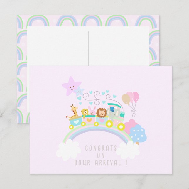 Cartão Postal Animais de Comboio Rosa (Frente/Verso)