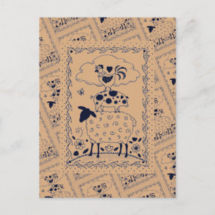 Cartão Postal ANIMAIS DE EXPLORAÇÃO DE ARTE FOLK OEEP ROOSTER Pr