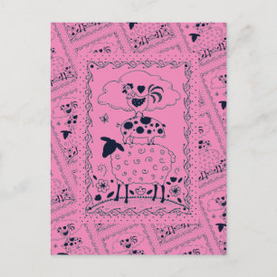 Cartão Postal ANIMAIS DE EXPLORAÇÃO DE ARTE FOLK OEEP ROOSTER Pr