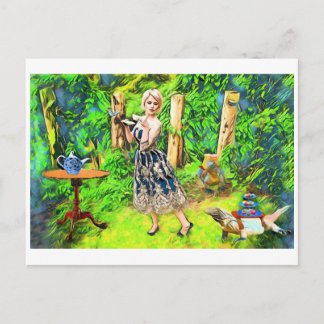 Cartão Postal Animais de jardim de fantasia do Magic Tea Party