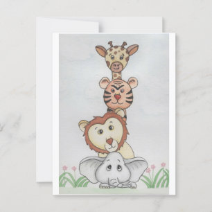 Cartão Postal Animais de Zoo de Bebê
