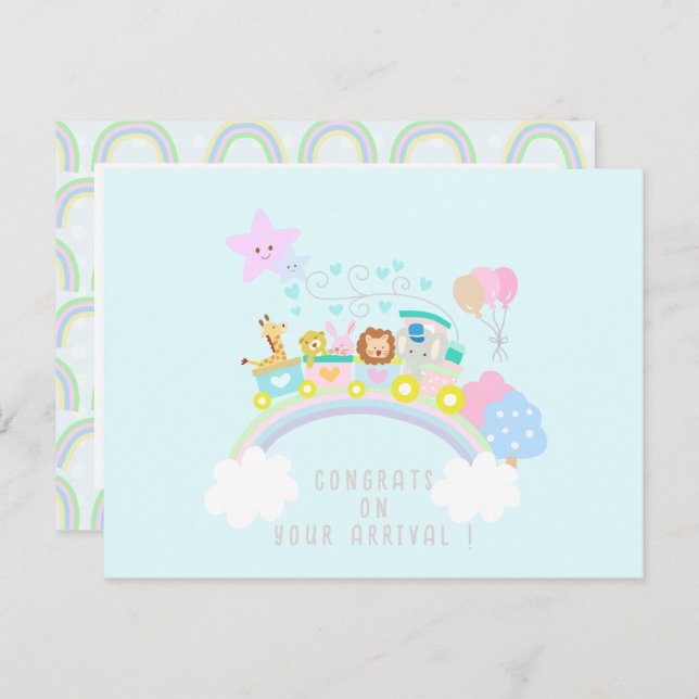 Cartão Postal Animais do trem azul (Frente/Verso)