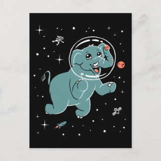 Cartão Postal Animais Elefantes No Espaço
