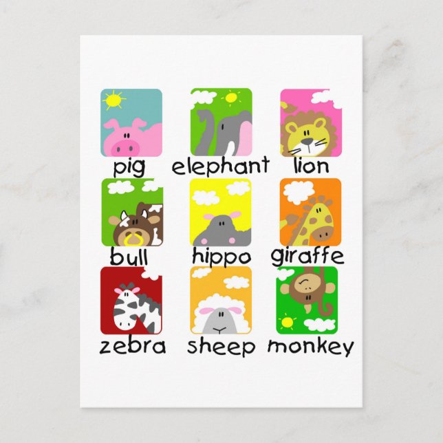 Cartão Postal Animais em Camisetas de desfile e presentes (Frente)