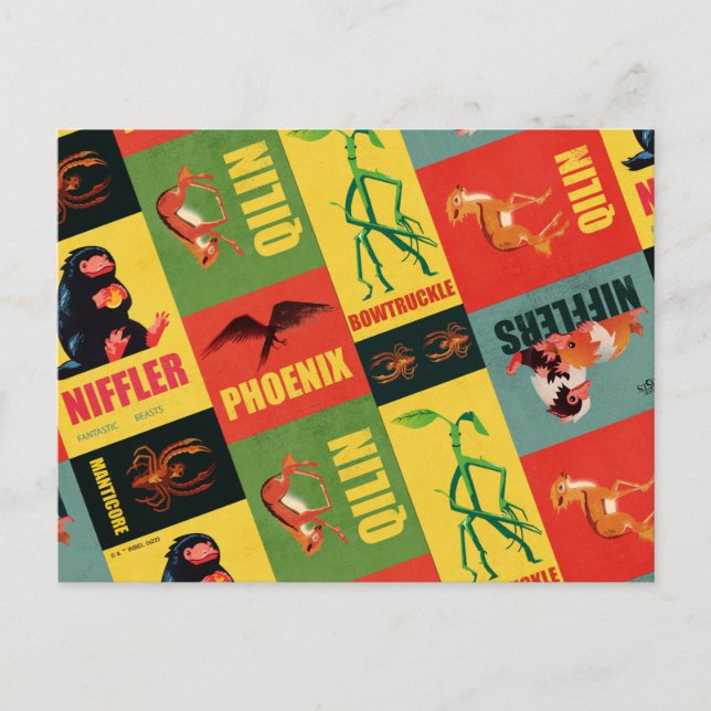 Cartão Postal Animais Fantásticos Padrão Vintage (Frente)