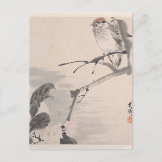 Cartão Postal Animais, Flores e Aves - Ren Yi