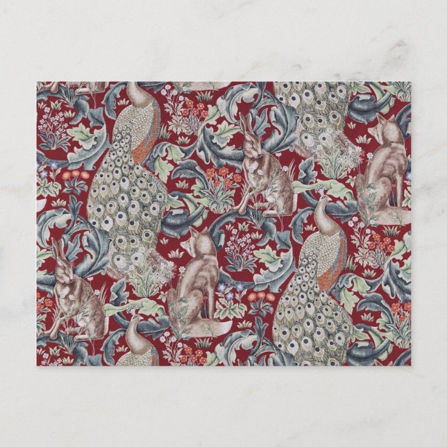 Cartão Postal Animais Florestais, William Morris (Frente)