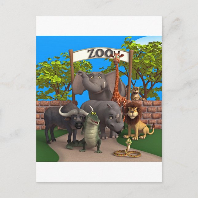 Cartão Postal Animais no Zoológico (Frente)