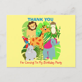 Cartão Postal Animais Safari Pensaram Que Crianças Obrigado Cart