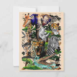 Cartão Postal Animais Selvagens da Savana Africana