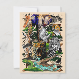 Cartão Postal Animais Selvagens da Savana Africana