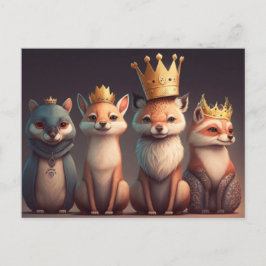 Cartão Postal Animais selvagens vestindo coroas