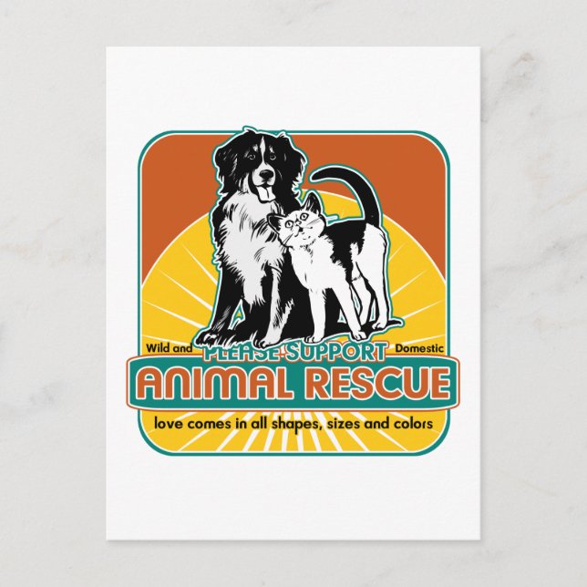 Cartão Postal Animal Rescue Dog and Cat (Frente)