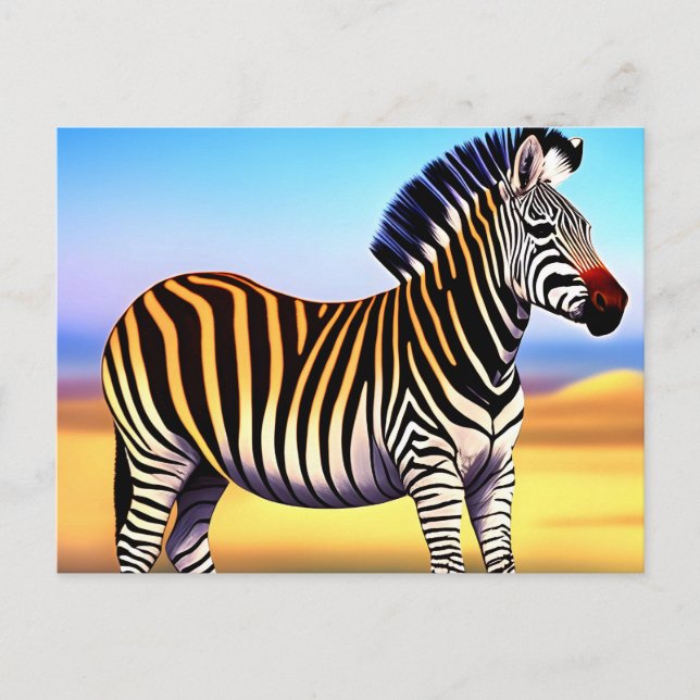Cartão Postal Animal Zebra natureza (Frente)