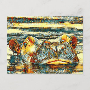 Cartão Postal AnimalArt_Hippo_001