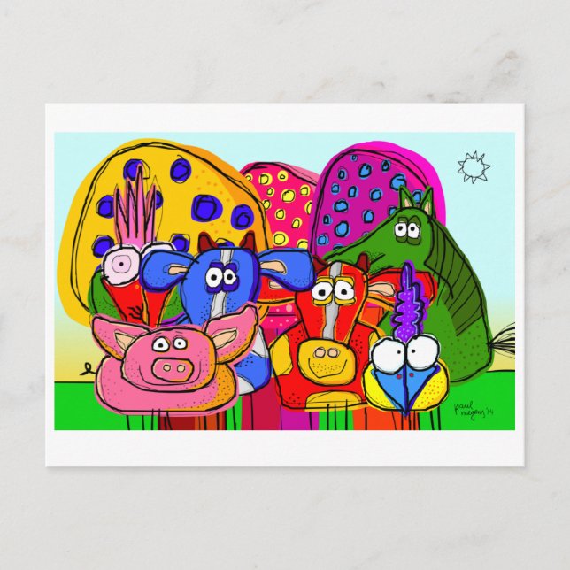 Cartão Postal 'animals and trees' super postcard (Frente)