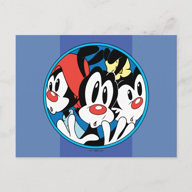 Cartão Postal Animaniacs | Gráfico do Círculo dos Irmãos Warner (Frente)