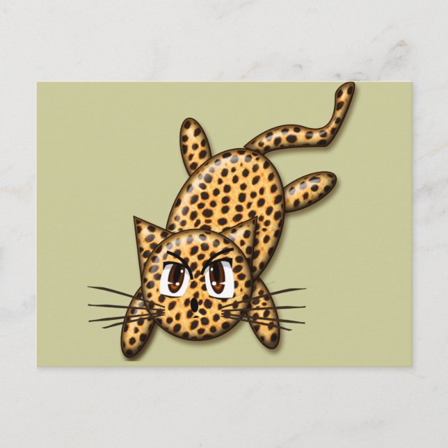 Cartão Postal Anime de leopardo fofo ultra (Frente)