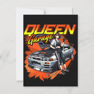 Cartão Postal Anime Drift Mechanic Carro - Garage Queen Art