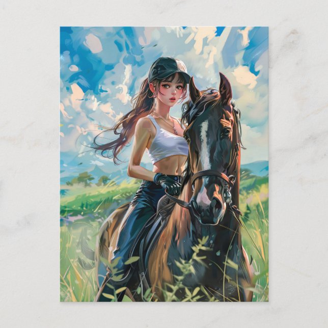 Cartão Postal Anime Rider em Paisagem Montanhosa Majestosa (Frente)