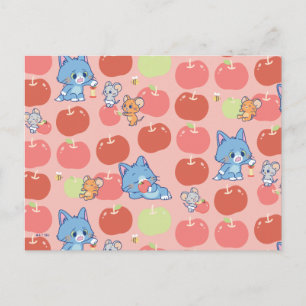 Cartão Postal Anime Tom, Jerry e Tuffy Apple Pattern