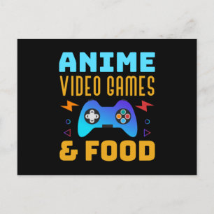 Cartão Postal Anime, Videos games e Comida   Design adorável