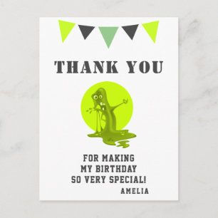 Cartão Postal Aniversário assustador do monstro do lodo verde ob