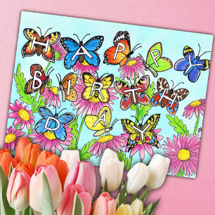 Cartão Postal Aniversário Borboleta