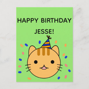 Cartão Postal Aniversário Cat   Saudação de Aniversário Feli
