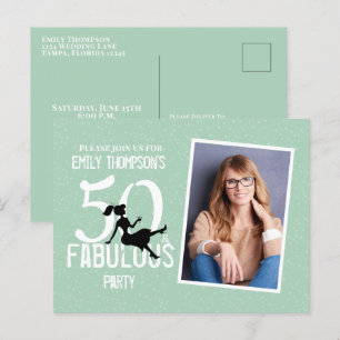 Cartão Postal Aniversário Cinquenta e Fabulosa Foto Moderna Cock
