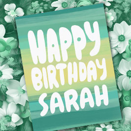 Cartão Postal ANIVERSÁRIO Colorido Listras Aquarela PERSONALIZAD