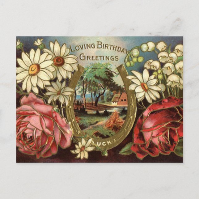 Cartão Postal Aniversário com Rosas (Frente)