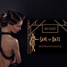 Cartão Postal Aniversário da arte deco de 1920, salvem a data