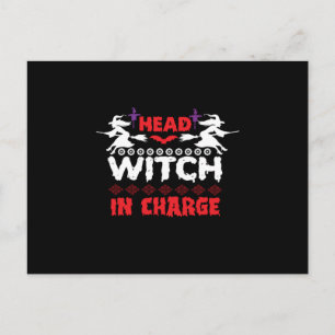 Cartão Postal Aniversário da Bruxa Chefe do Halloween