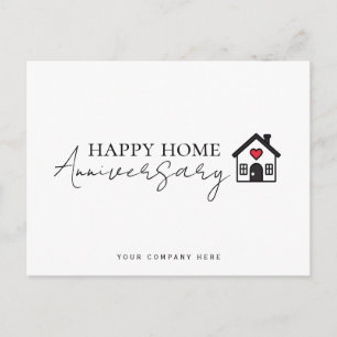 Cartão Postal Aniversário da Casa com Coração em Script Inline