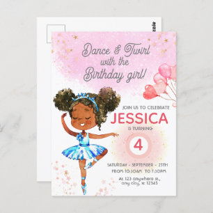 Cartão Postal Aniversário da Dança e da balé Rosa Gêmea