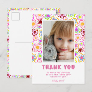 Cartão Postal Aniversário da Flower Pattern Kids Girl