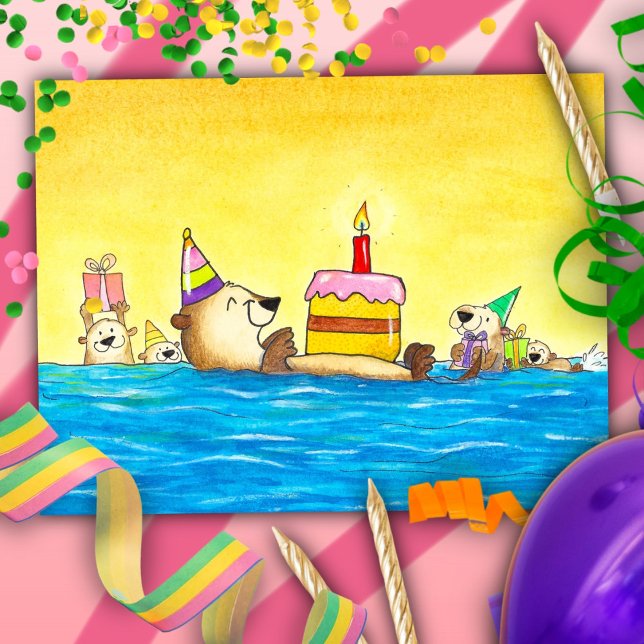 Cartão Postal Aniversário da lontra marinha (Criador carregado)