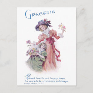 Cartão Postal Aniversário da Mulher e Menina