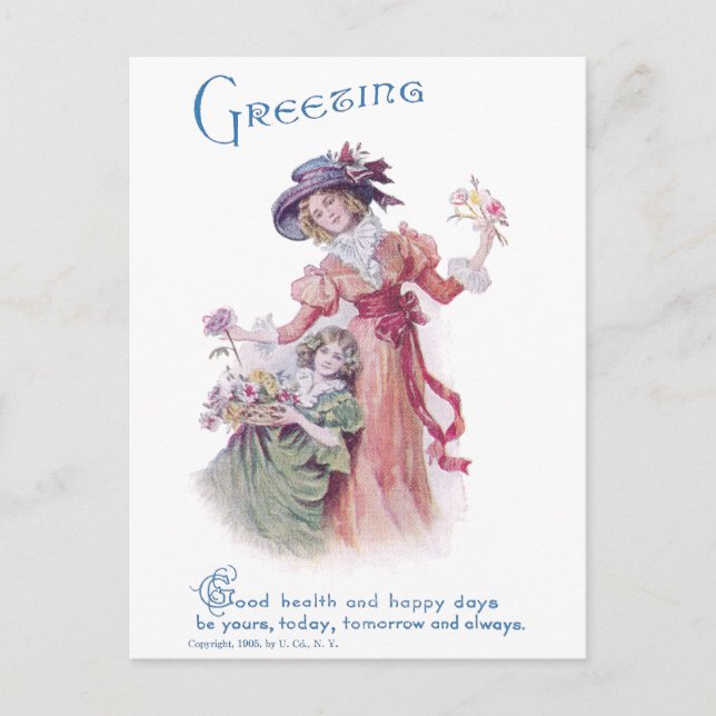 Cartão Postal Aniversário da Mulher e Menina (Frente)