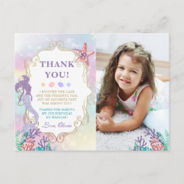 Cartão Postal Aniversário da Sereia Sob o Mar Foto Obrigado