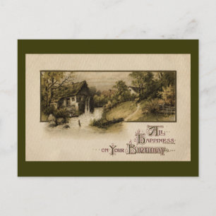 Cartão Postal Aniversário da Vintage da Roda d'Água