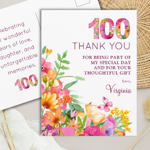 Cartão Postal Aniversário de 100 anos Floral Apreciação de Borbo